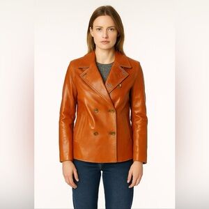 Ellen Tracy Rust Colored Leather Jacket